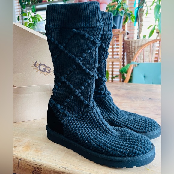 UGG Australia Classic Argyle Knit Boot Size8 USA 6.5 UK 39 EU - Picture 5 of 11